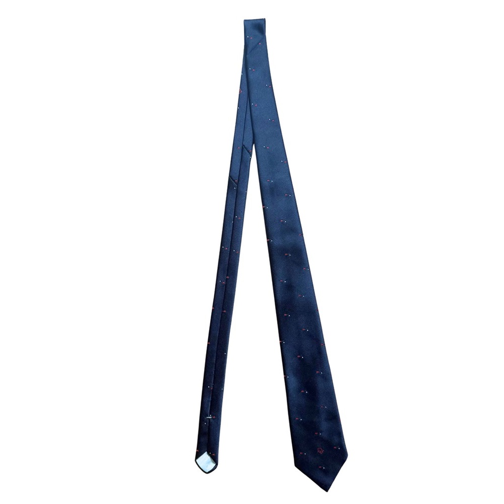 Dior Men’s Classic Navy Blue Tie with Red Accents